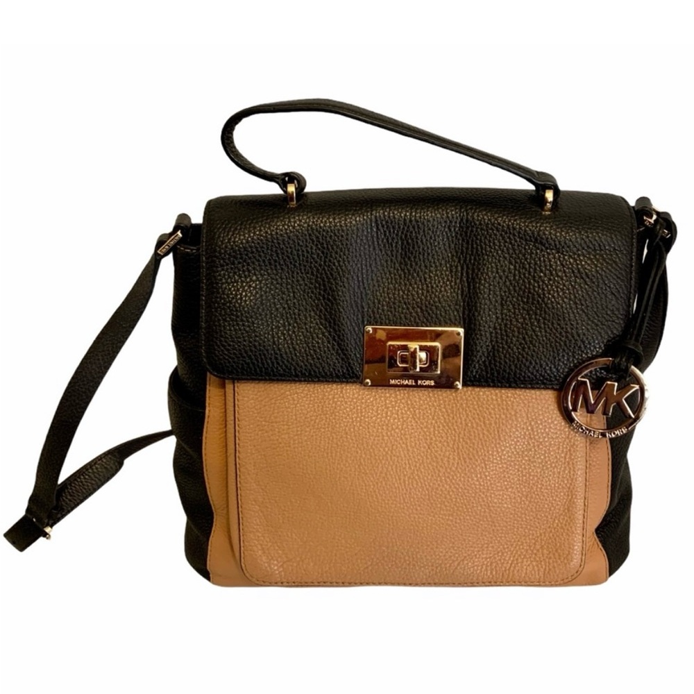 Michael Kors XL Sloan Top Handle Black Tan Tote